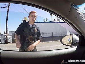 CAUGHT! dark-hued chick gets squirted sucking off a cop