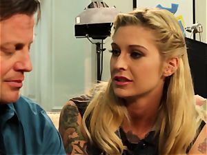 super-fucking-hot tattooed PA Kleio Valentien smashes the manager